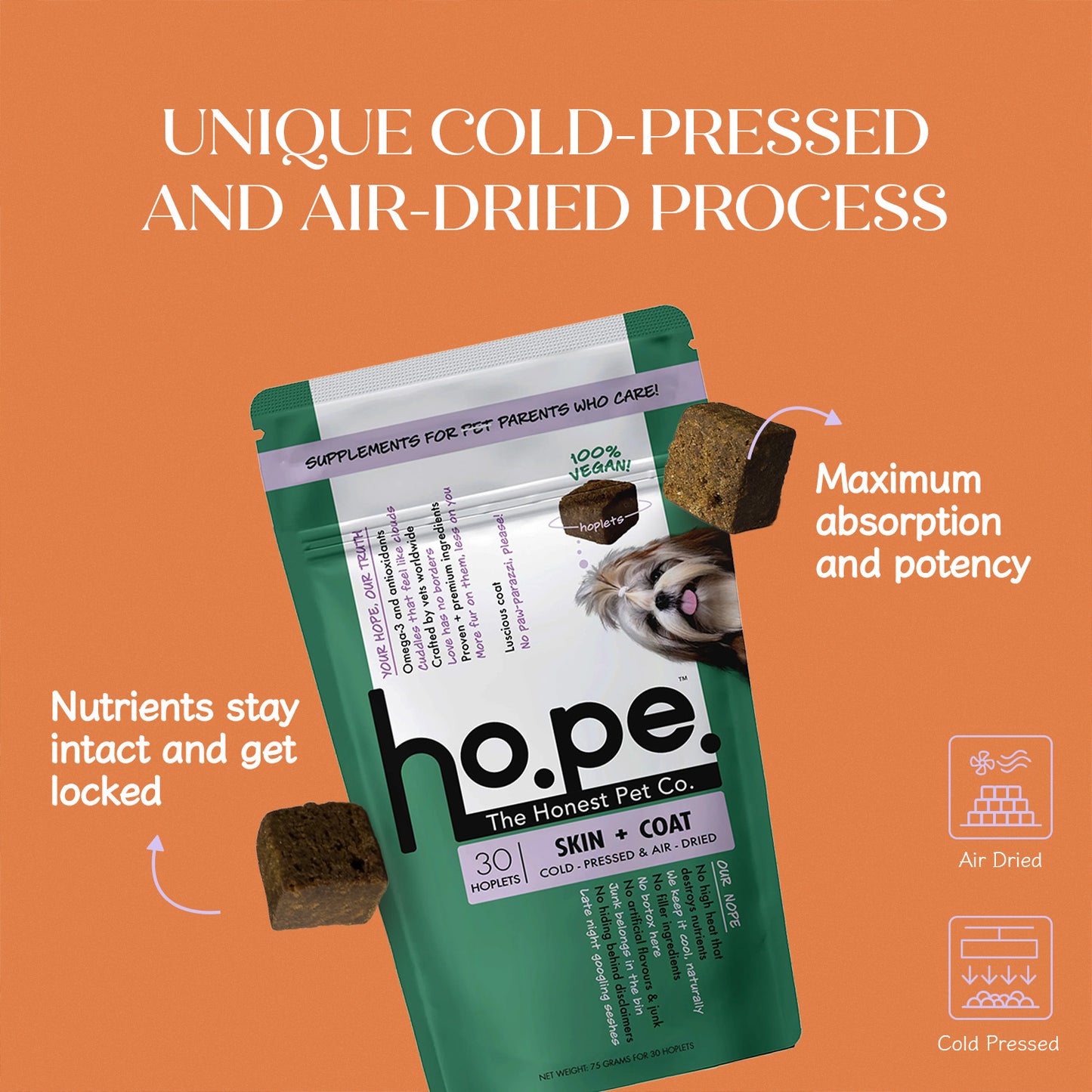 Skin + Coat Vegan Hoplet™ for Dogs | Shine & Itch Chew