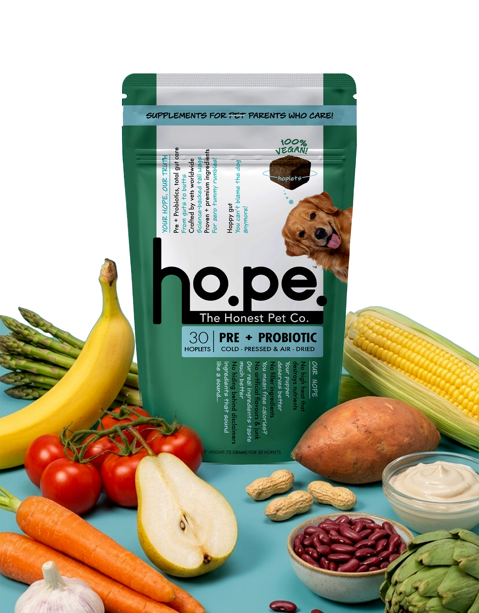 Pre+Probiotic Vegan Hoplet™ | Paw Licking & Scratching Relief | Gut Health 60 Hoplets