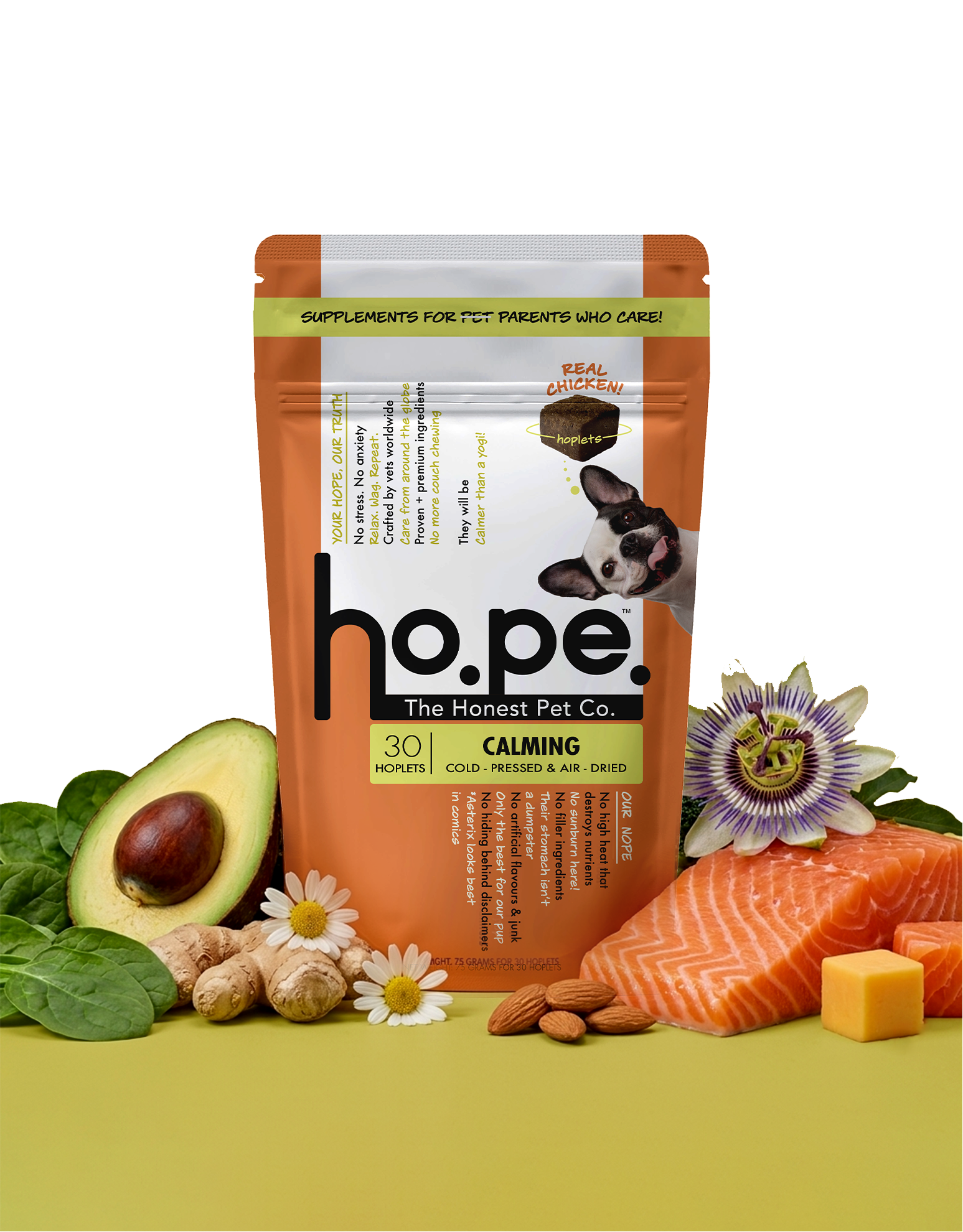 Calming Chicken Hoplet™ for Dogs | Anxiety Relief Chew 30 Hoplets