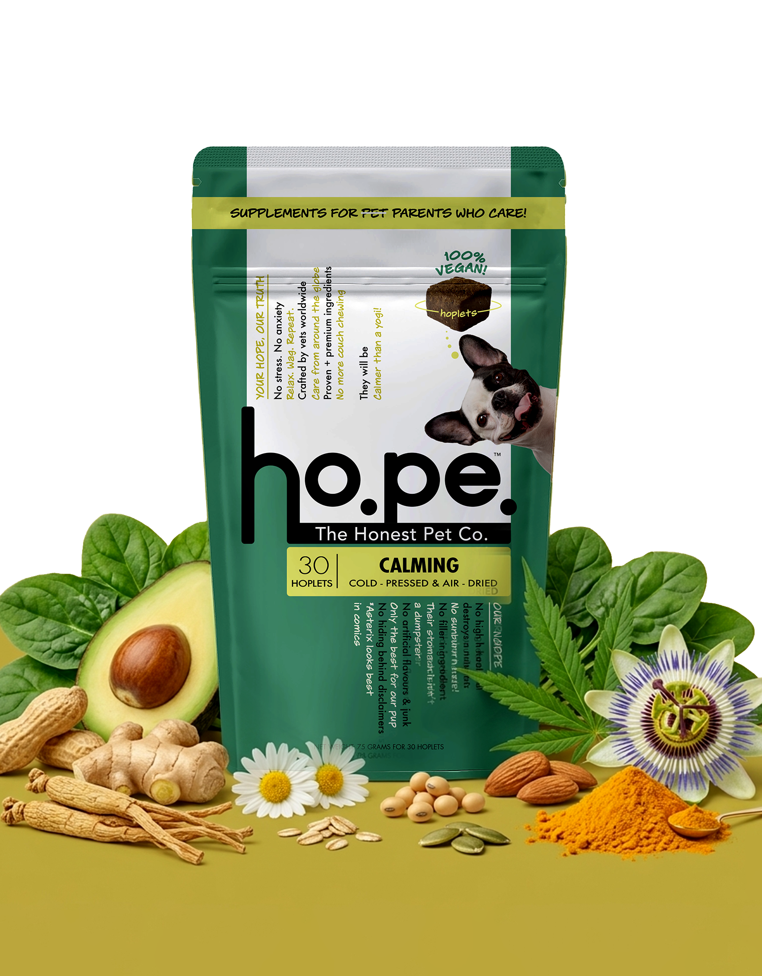 Calming Vegan Hoplet™ for Dogs | Anxiety Relief Chew 60 Hoplets