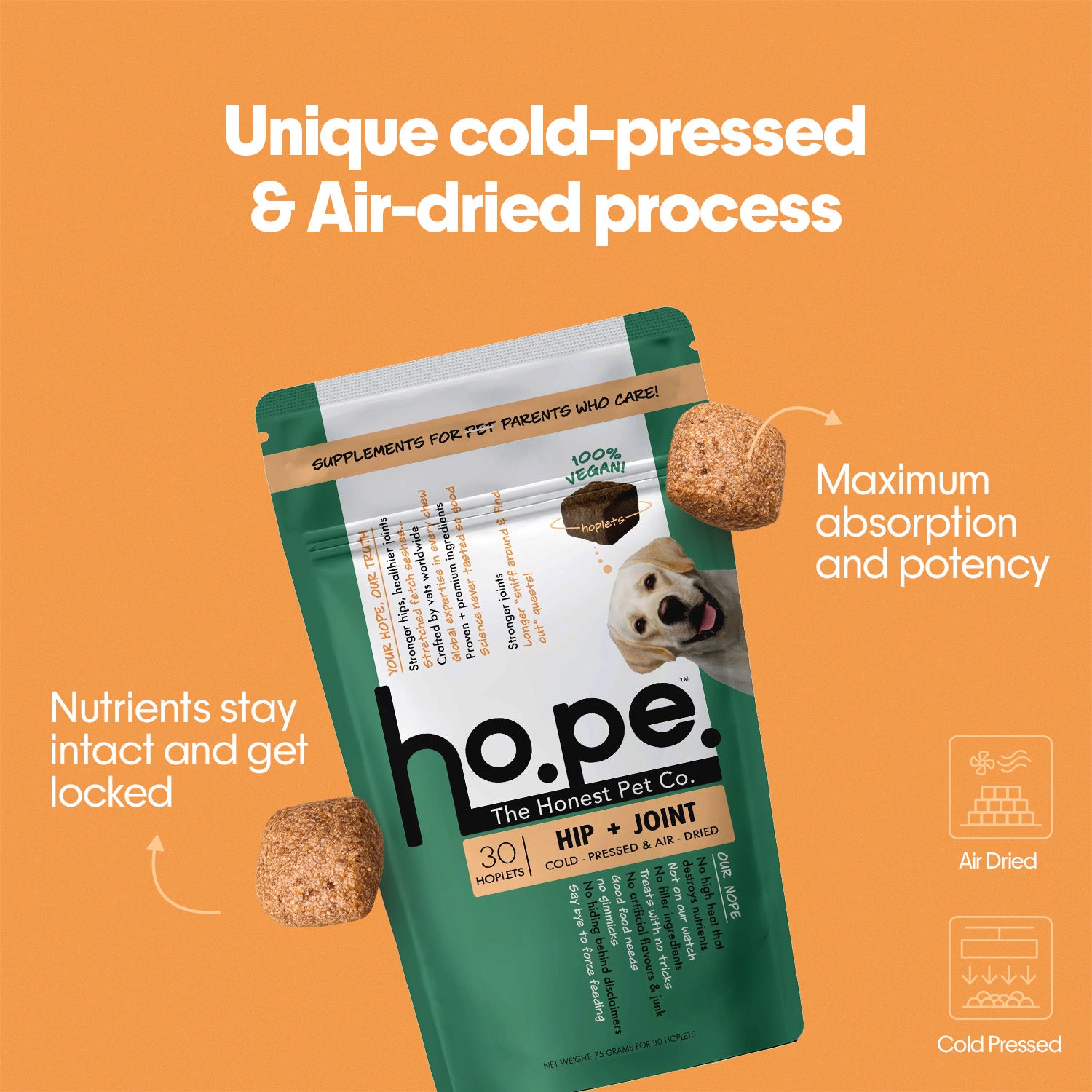 Hip + Joint Vegan Hoplet™ for Dogs | Mobility Chew 60 Hoplets