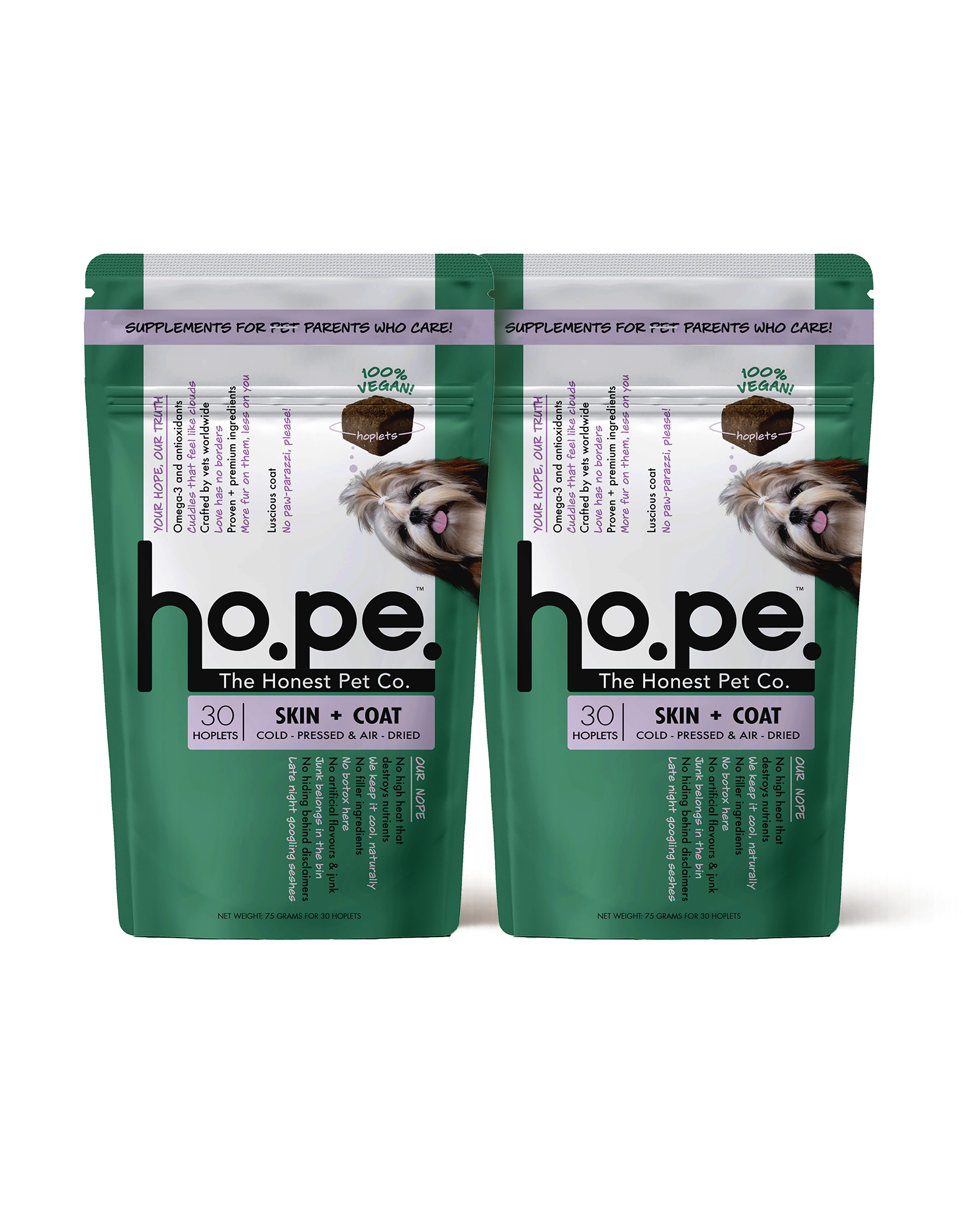 Skin + Coat Vegan Hoplet™ for Dogs | Shine & Itch Chew 60 Hoplets
