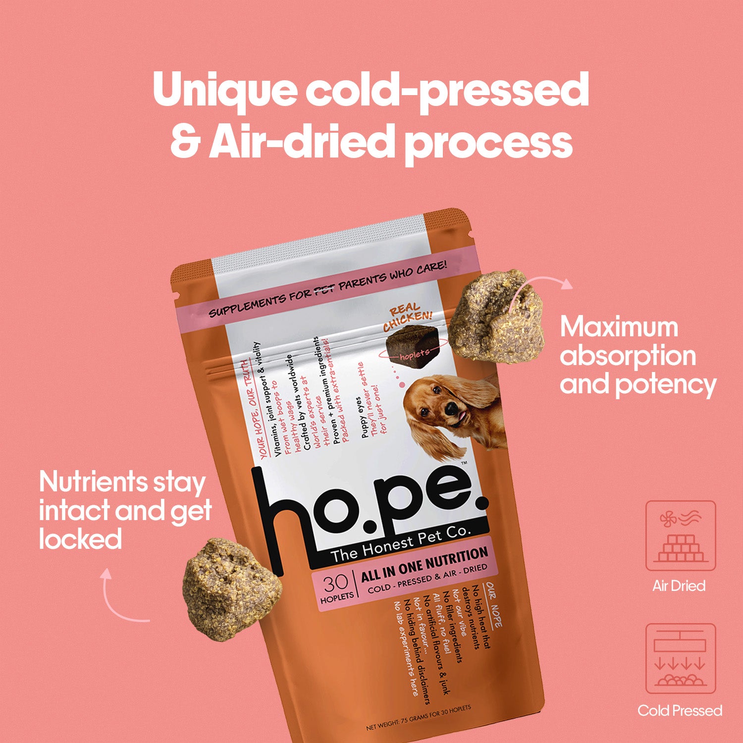 All-in-One Chicken Hoplet™ for Dogs | Daily Nutrition Chew 90 Hoplets