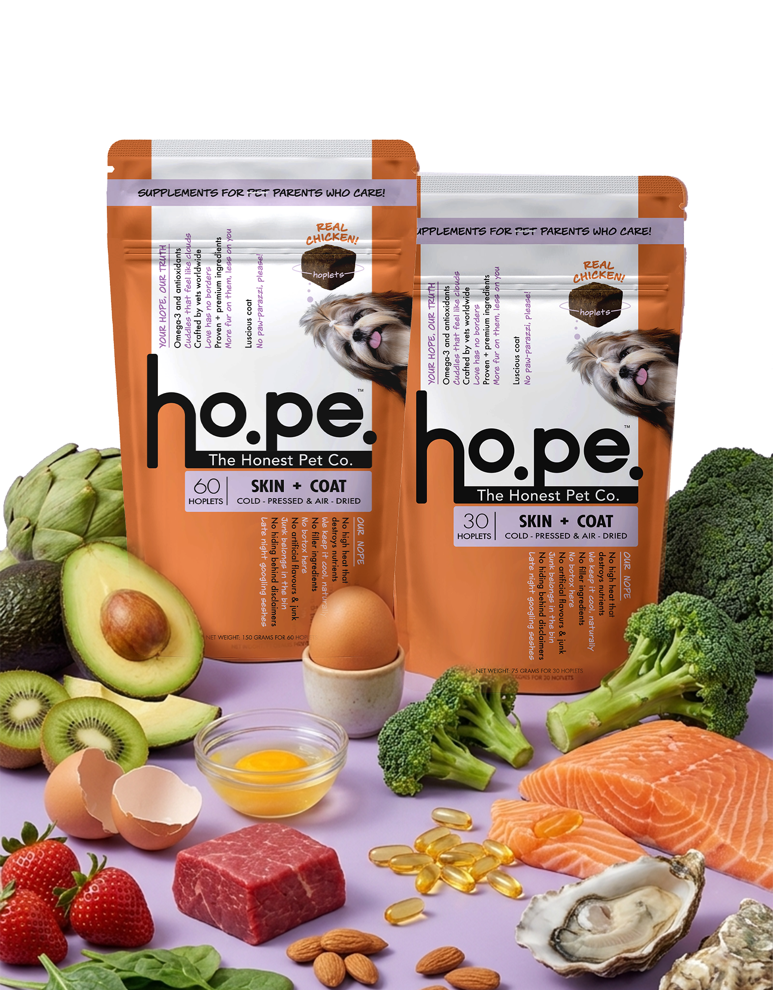 Skin + Coat Chicken Hoplet™ for Dogs | Shine & Itch Chew 90 Hoplets