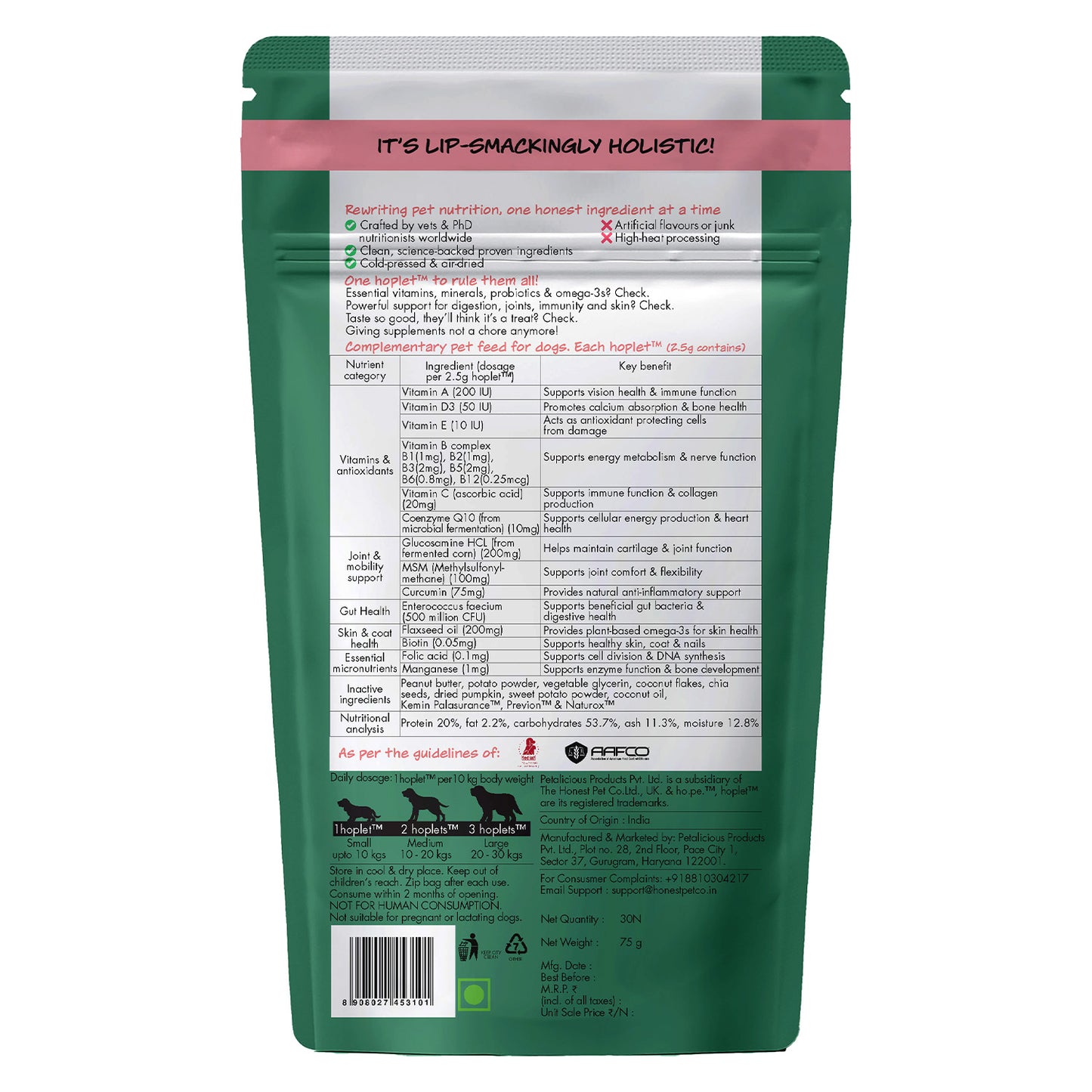 All-in-One Vegan Hoplet™  for Dogs | Daily Nutrition Chew