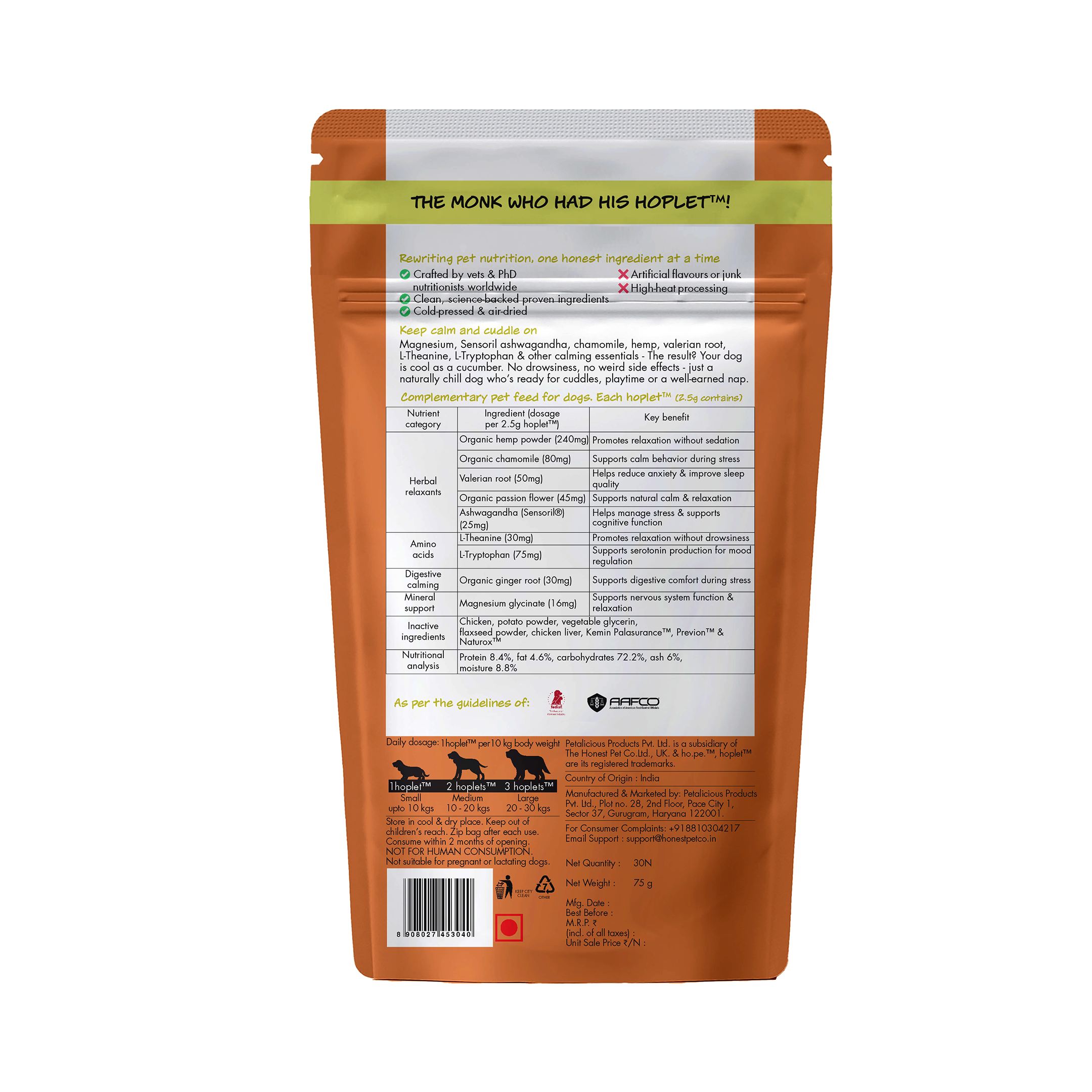 Calming Chicken Hoplet™ for Dogs | Anxiety Relief Chew 30 Hoplets