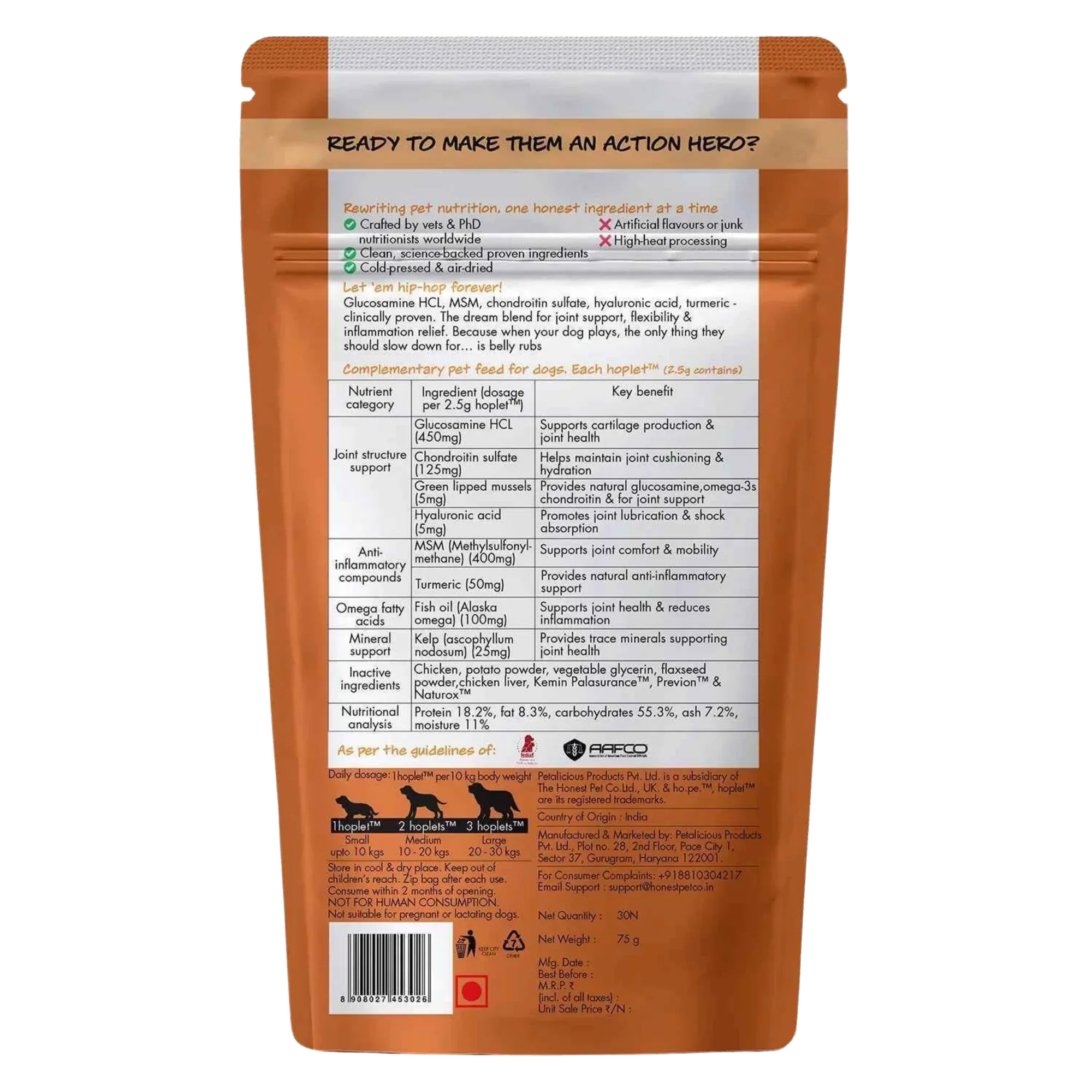 Hip + Joint Chicken Hoplet™ for Dogs | Mobility Chew 90 Hoplets