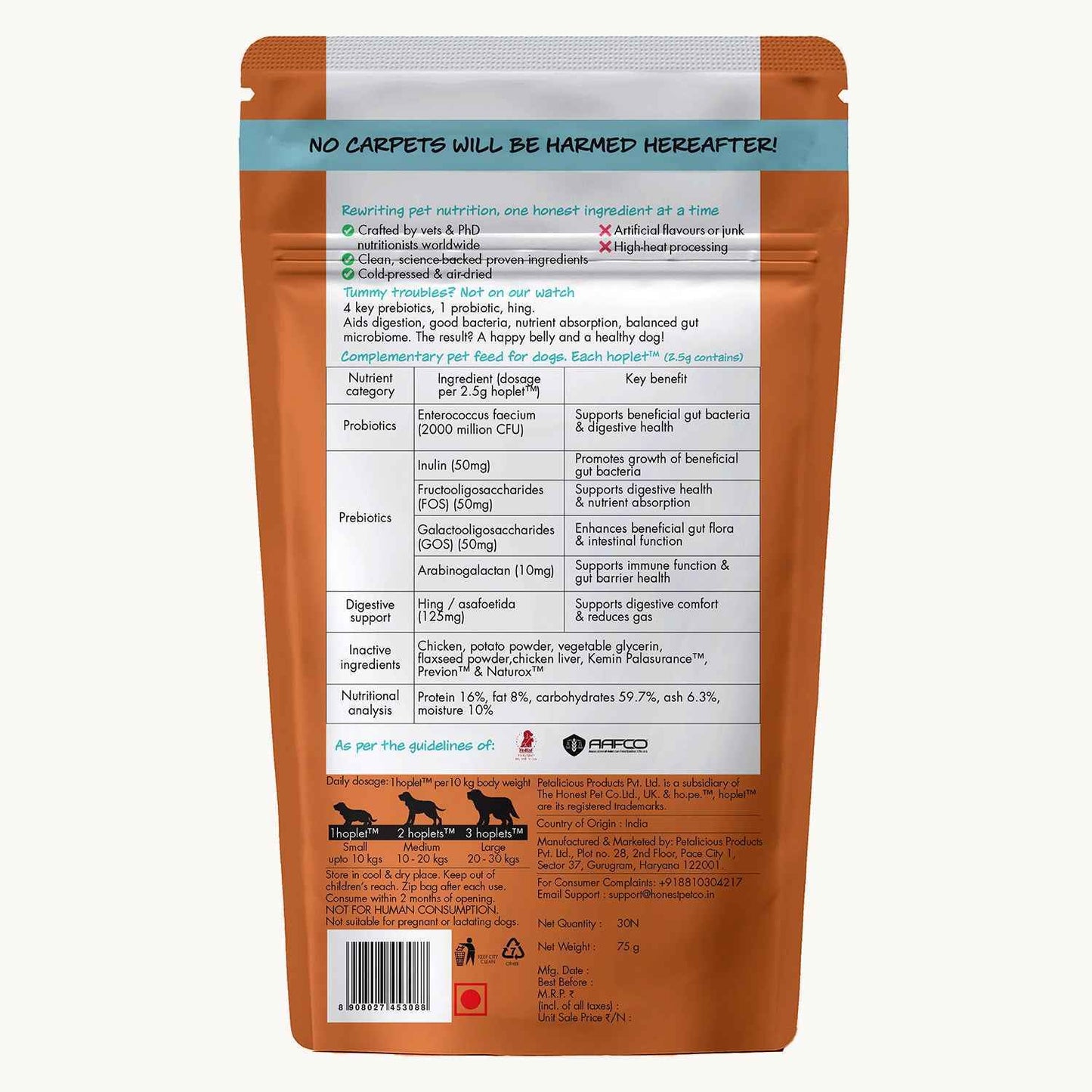 Pre + Probiotic Chicken Hoplet™ for Dogs | Gut Health Chew (90 Hoplets)