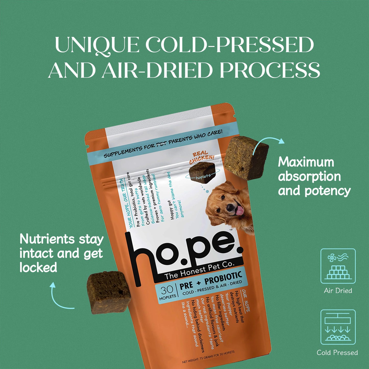 Pre + Probiotic Chicken Hoplet™ for Dogs | Gut Health Chew