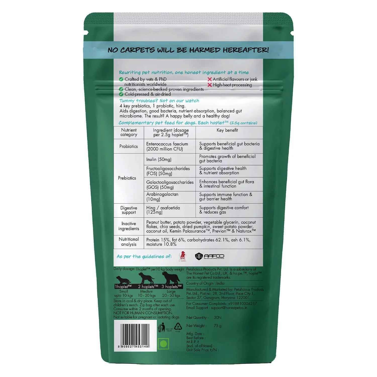 Pre + Probiotic Vegan Hoplet™ for Dogs | Gut Health Chew (60 Hoplets)