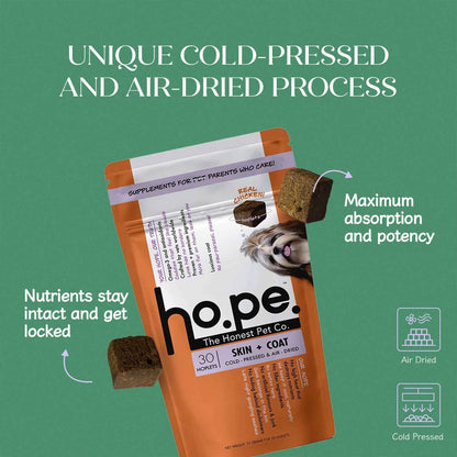 Skin + Coat Chicken Hoplet™ for Dogs | Shine & Itch Chew (90 Hoplets)