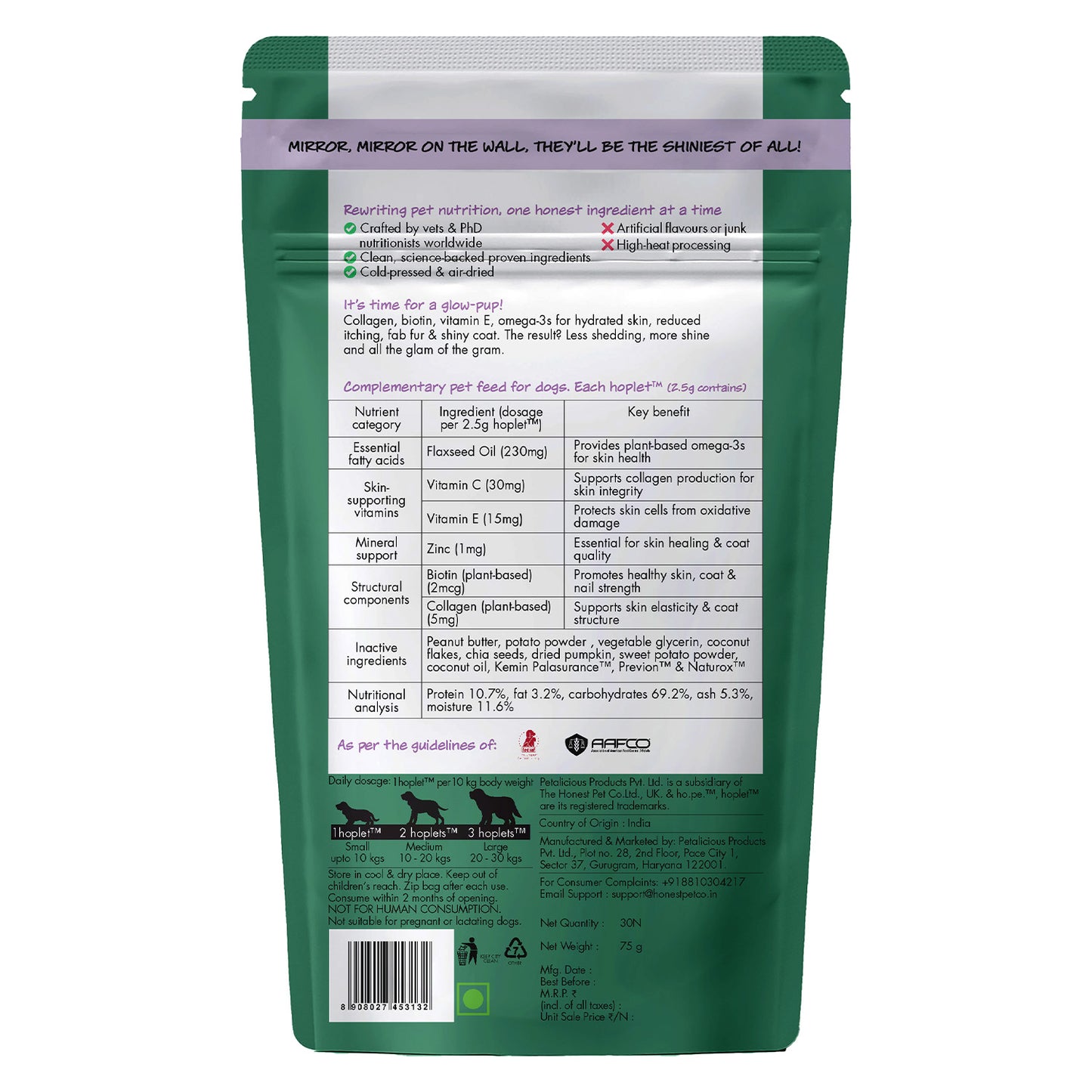 Skin + Coat Vegan Hoplet™ for Dogs | Shine & Itch Chew