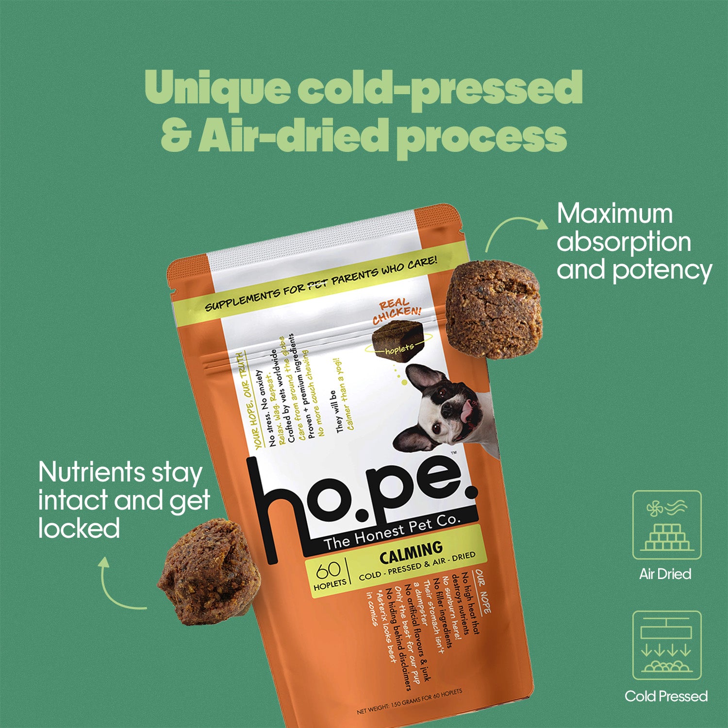 Calming Chicken Hoplet™ for Dogs | Anxiety Relief Chew 90 Hoplets