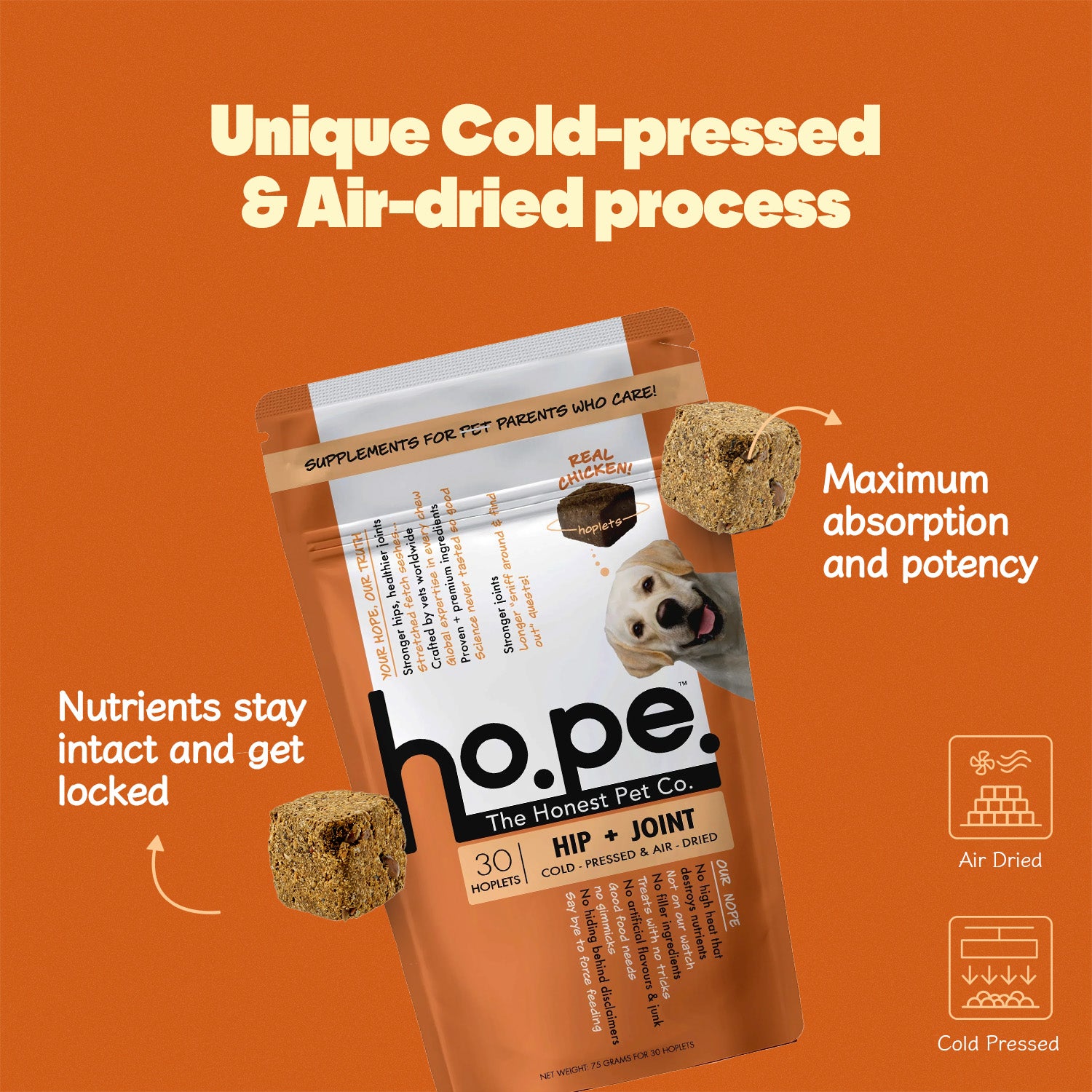 Hip + Joint Chicken Hoplet™ for Dogs | Mobility Chew 90 Hoplets