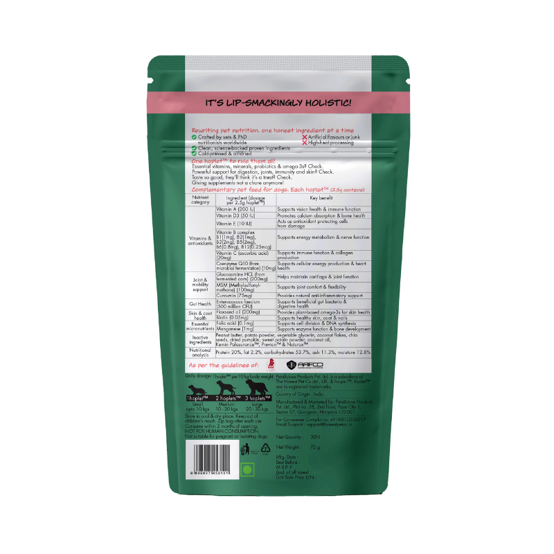 All-in-One Vegan Hoplet™  for Dogs | Daily Nutrition Chew 30 Hoplets