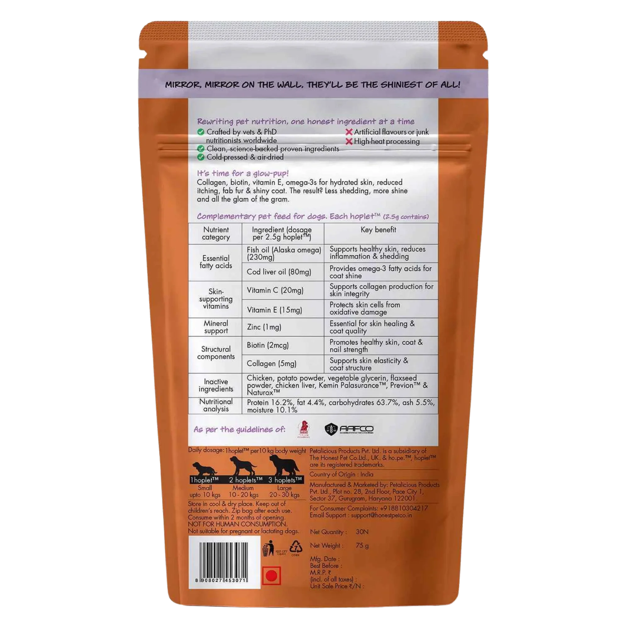 Skin + Coat Chicken Hoplet™ for Dogs | Shine & Itch Chew 90 Hoplets